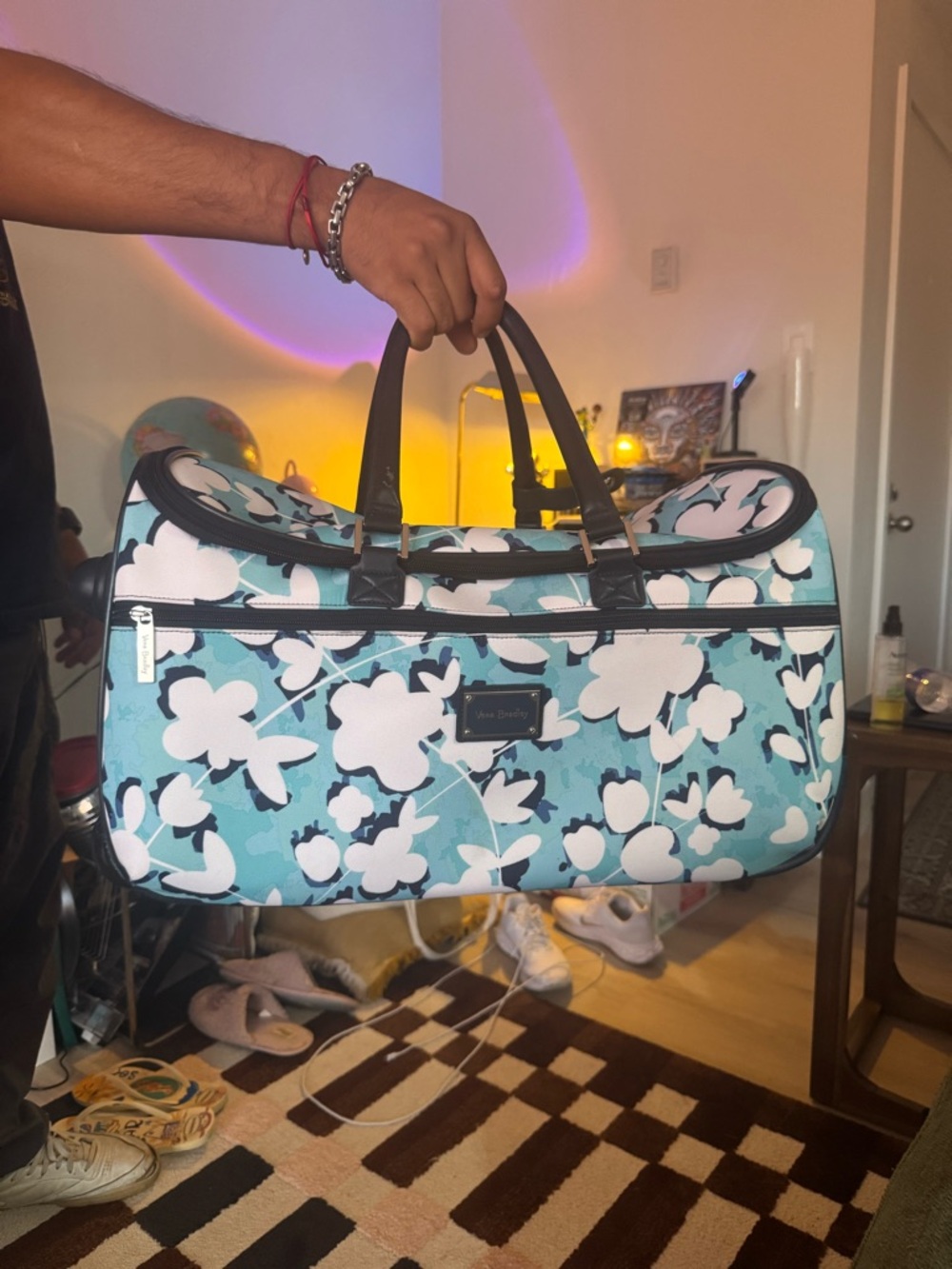 Vera Bradley Aqua Floral Duffel Bag